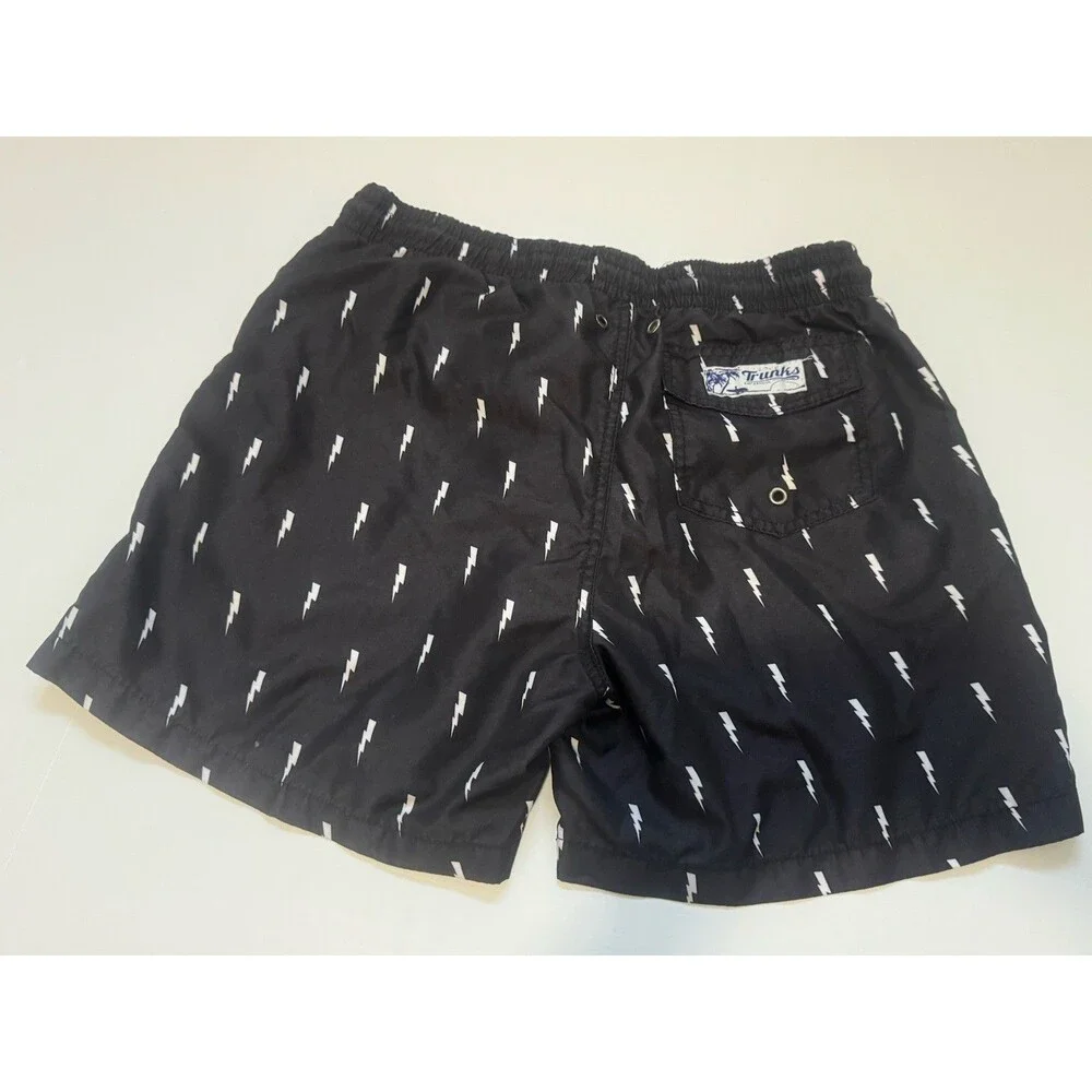 Trunks Surf & Swim Co Boys Size 6/7 Black Lightning Bolt Swim Trunks Shorts